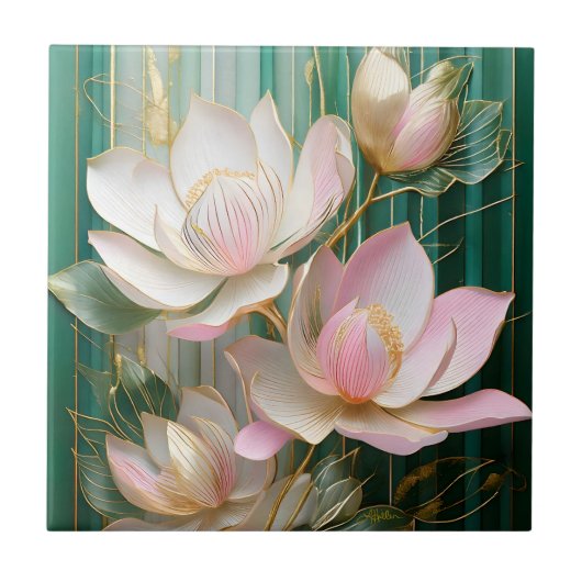 Carreau Papier peint en fleurs japonais Magnolia Art (Devant)