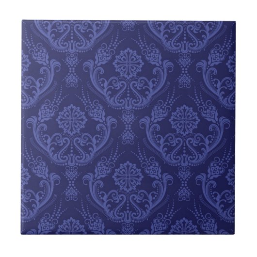 Carreau Papier peint floral bleu de luxe de damassé (Devant)