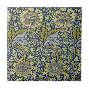 Carreau Papier Peint Floral William Morris Kennet Bleu Or