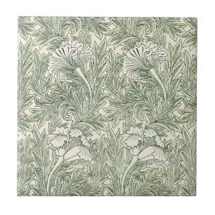 Carreau Papier peint tulipe classique vert de William Morr