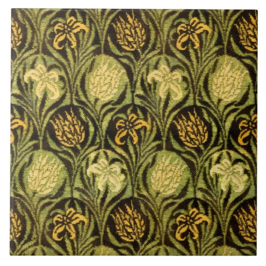Carreau Papier peint Tulipe et Lys vert de William Morris (Devant)