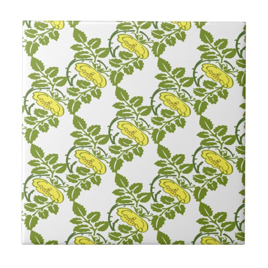 Carreau Papier peint vintage Floral Buttercup damassé (Devant)