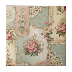 Carreau Papier vintage et fleurs