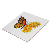 Carreau Papillon à fleurs avec Poppy de Californie jaune (Côté)