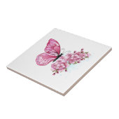 Carreau Papillon à fleurs avec Sakura rose (Côté)
