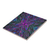 Carreau Papillon Abstrait Magenta, Bleu et Vert Tripant (Côté)