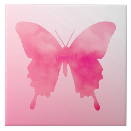 Carreau Papillon aquarelle - Fuchsia et rose (Devant)