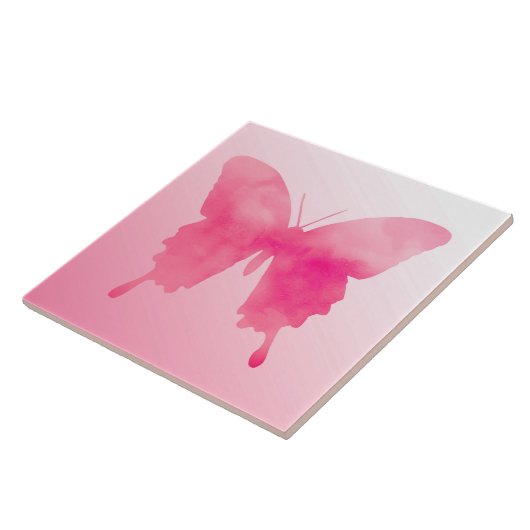 Carreau Papillon aquarelle - Fuchsia et rose (Côté)