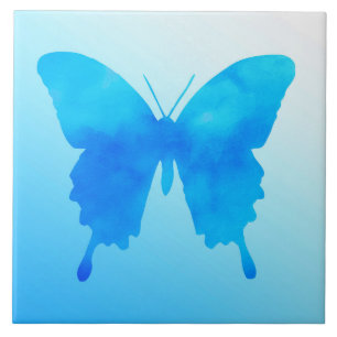 Carreau Papillon aquarelle - Nuances de bleu ciel