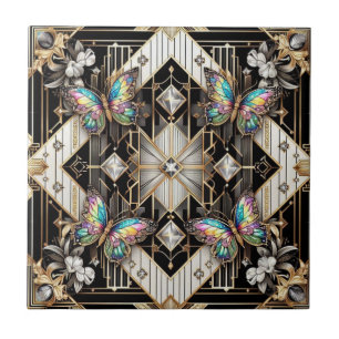 Carreau Papillon arc-en-ciel Art Déco rétro Nouveau