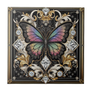 Carreau Papillon arc-en-ciel Art Déco rétro Nouveau