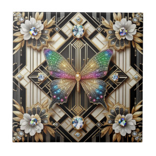 Carreau Papillon Arc-en-Ciel Art Déco Rétro Nouveau