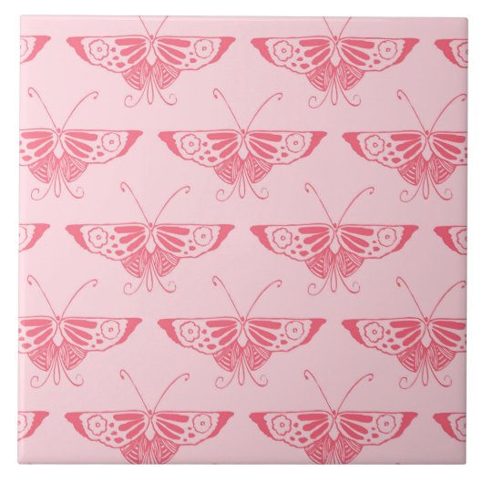 Carreau Papillon Art Déco stylisé - rose corail (Devant)