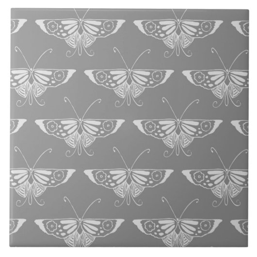 Carreau Papillon Art déco stylisé, tons gris / gris (Devant)