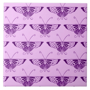 Carreau Papillon Art déco stylisé - violet et orchidée