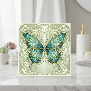 Carreau Papillon Art Nouveau Teal ID1222 Pat#1