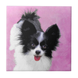 Carreau Papillon (blanc et noir) Peinture - Chien Art