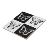 Carreau Papillon blanc noir À damiers bloc (Côté)