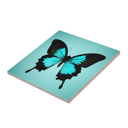 Carreau Papillon - bleu et noir de turquoise (Côté)