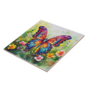 Carreau Papillon Bleu Orange ailes (Côté)