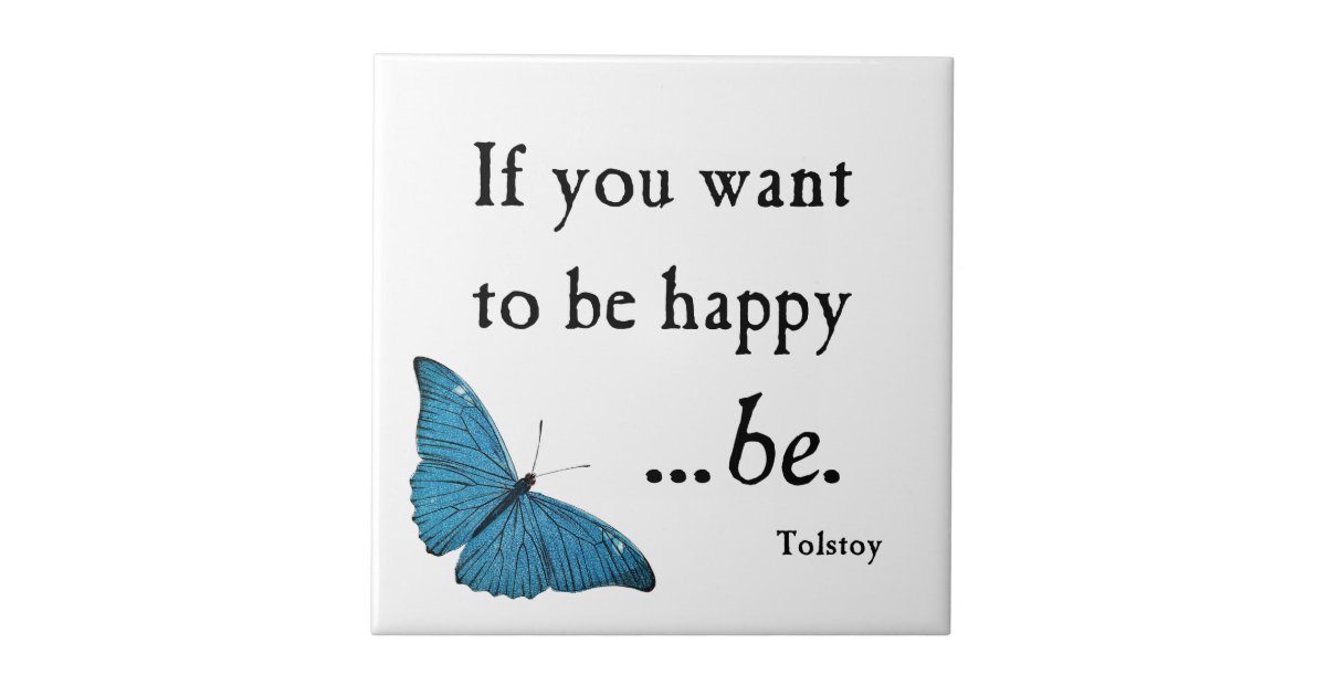 Carreau Papillon Bleu Vintage Et Citation De Bonheur De Zazzle Be