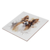 Carreau Papillon Chien Aquarelle Brown et blanche (Côté)
