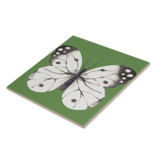 Carreau Papillon d'aquarelle noir et blanc (Côté)