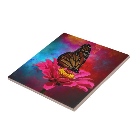 Carreau papillon de Bohème turquoise de turquoise fuchsia (Côté)