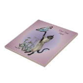 Carreau Papillon De Chat Siamois Et Marguerites (Côté)