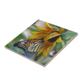 Carreau Papillon de monarque magnifique sur le tournesol (Côté)