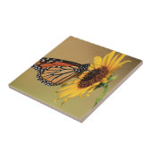 Carreau Papillon de monarque sur le tournesol (Côté)