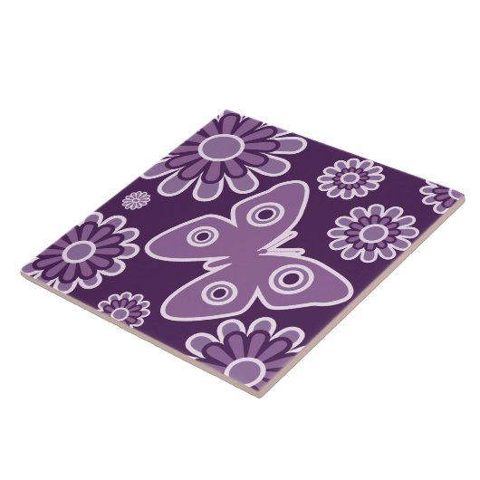 Carreau Papillon de printemps fleuri violet et lavande mod (Côté)