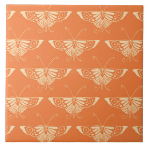 Carreau Papillon Deco stylisé - orange corail
