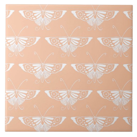 Carreau Papillon Deco stylisé - pêche douce (Devant)