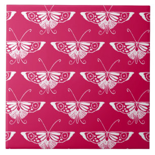 Carreau Papillon déco stylisé - rose fuchsia