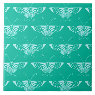 Carreau Papillon déco stylisé - turquoise et aqua