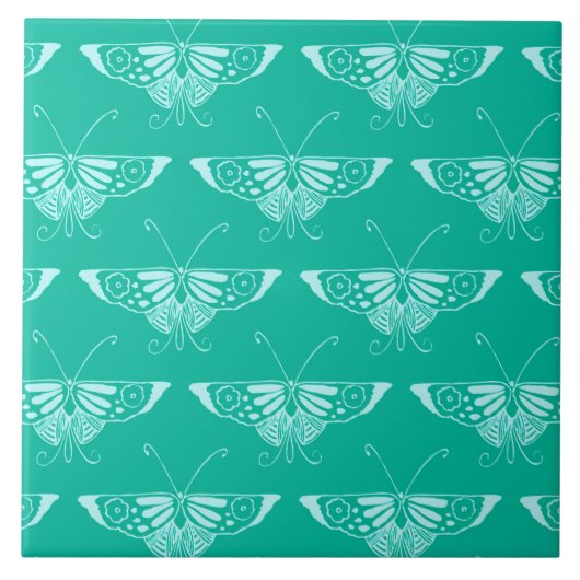 Carreau Papillon déco stylisé - turquoise et aqua (Devant)