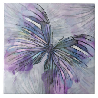Carreau Papillon d'encre d'aquarelle