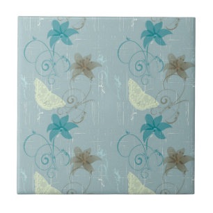 Carreau papillon et flore motifs