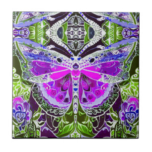 Carreau Papillon et Médaillon Motif Batik en violet