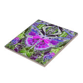 Carreau Papillon et Médaillon Motif Batik en violet (Côté)