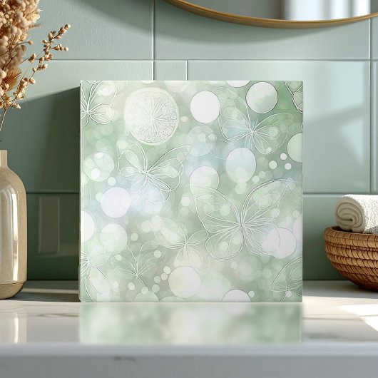 Carreau Papillon Éthéré Lumineux Vert ID1184b