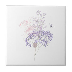 Carreau Papillon Fleur sauvage Pastel Rose et Lavender