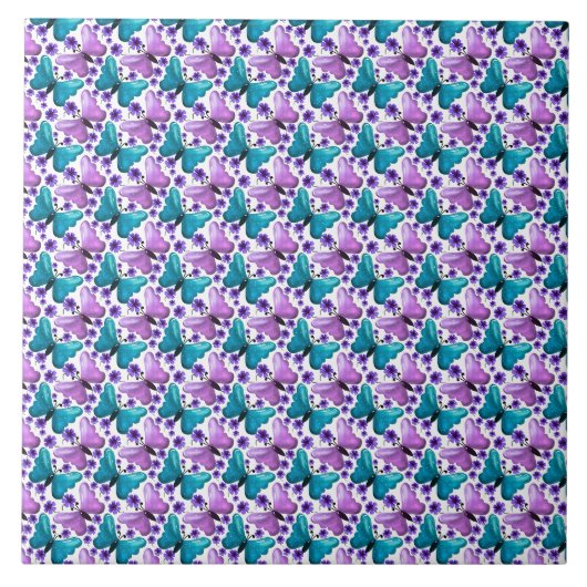 Carreau Papillon floral motif sarcelle violet (Devant)