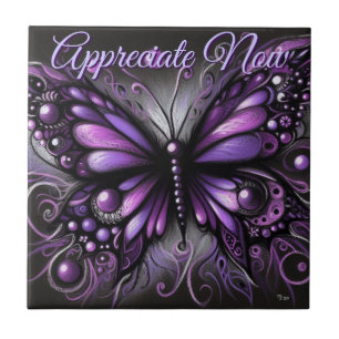 Carreau Papillon gothique fantaisiste violet personnalisé