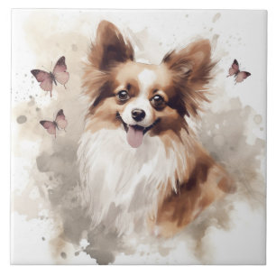 Carreau Papillon heureux en aquarelle