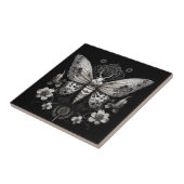 Carreau Papillon métallique moderne avec fleurs (Côté)