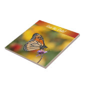 Carreau Papillon monarque à la recherche de pollen (Côté)