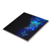 Carreau Papillon Morpho sur fond sombre (Côté)