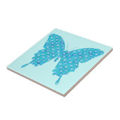 Carreau Papillon, motif en bleu, turquoise, blanc (Côté)